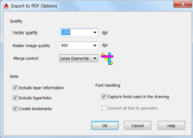 Export to PDF-options